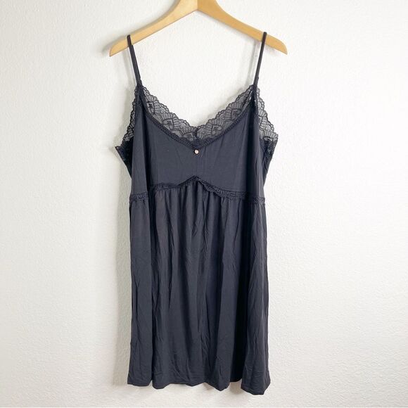Pretty You London Chemise Raven Dark Gray Slip Nightgown Size 16 - Picture 2 of 4
